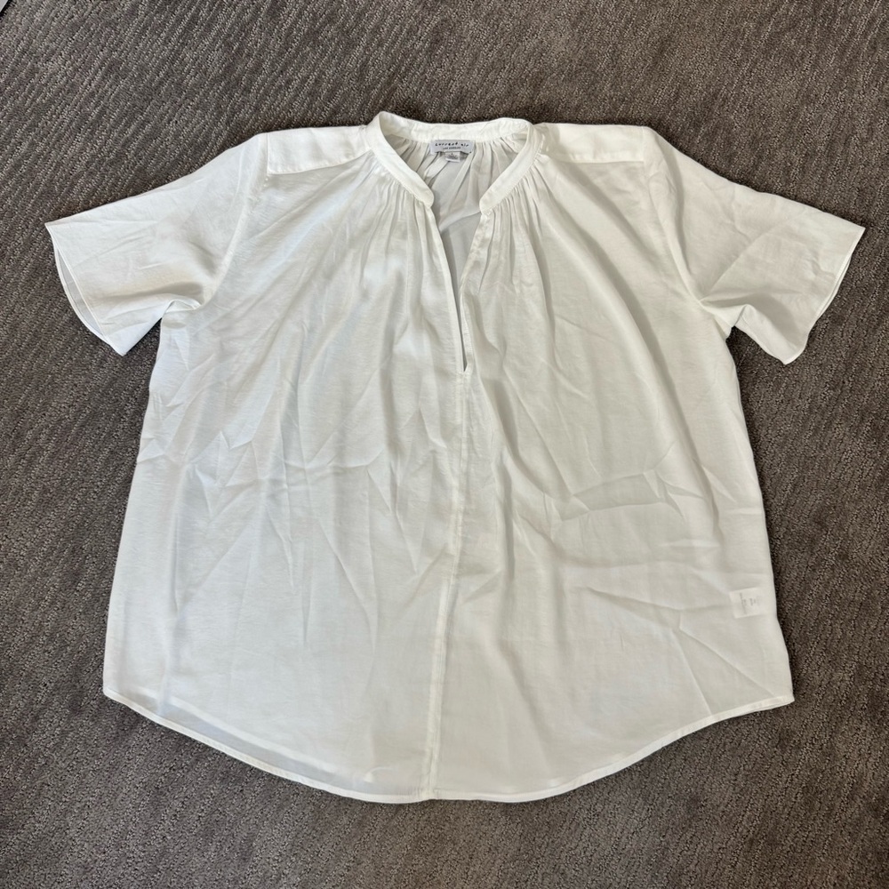 Current Air Split-Neck Short-Sleeve Blouse, Size L - image 2
